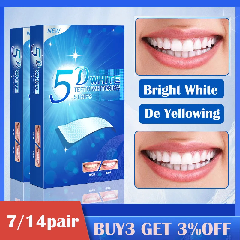 Teeth Whitening Bleaching Kit - 1/7/14 pares de tiras de clareamento