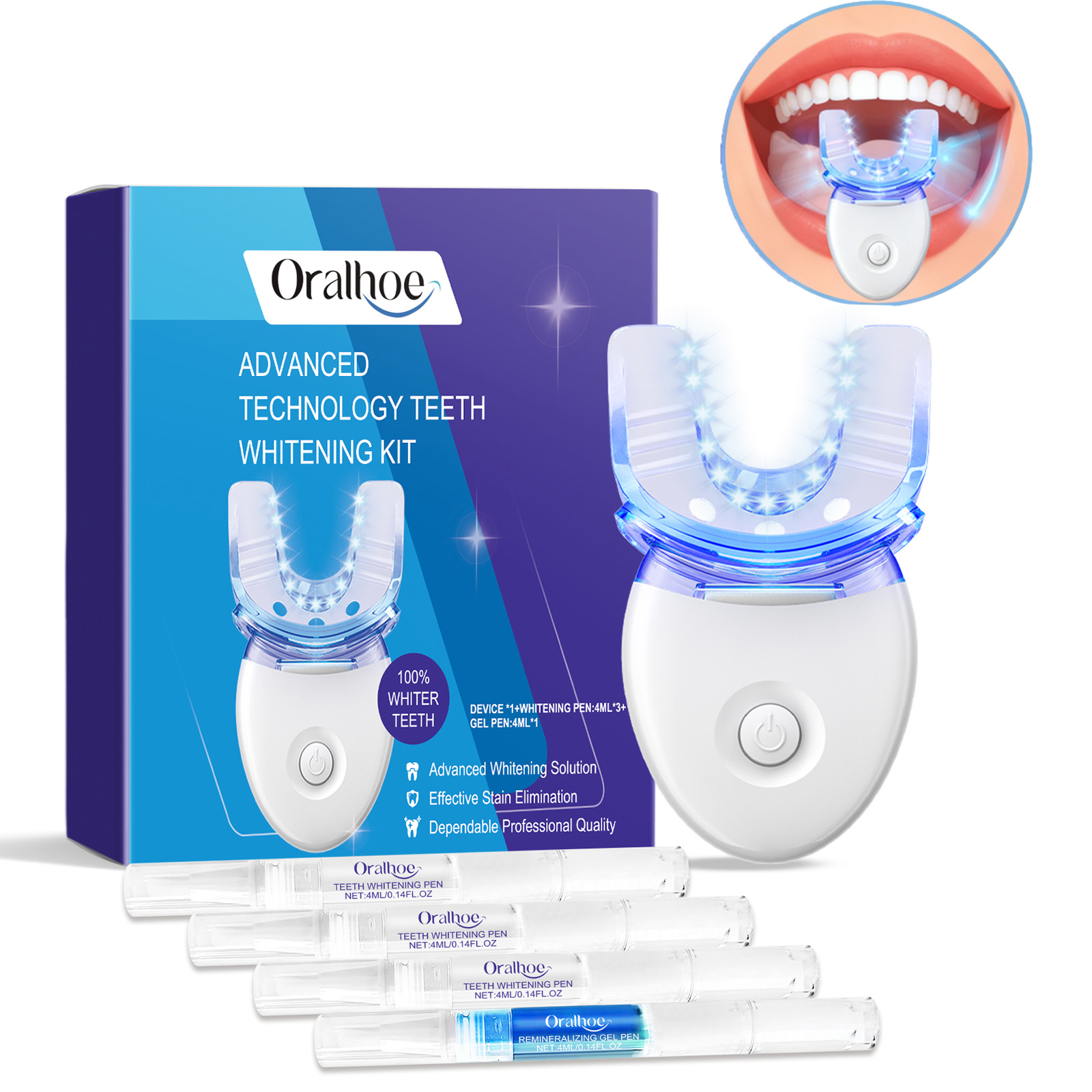 Teeth Whitening And Stain Removal - Kit profissional de luz led para